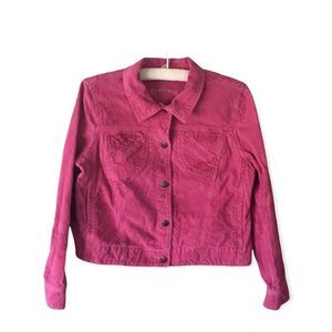 Caribbean Joe Womens Pink Paisley Corduroy Jacket Size PL